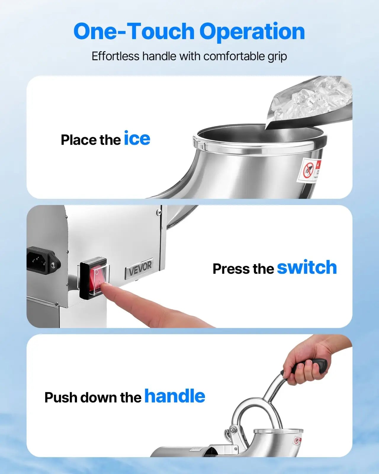 Electric Ice Crusher 440lbs Snow Cone Maker 350w