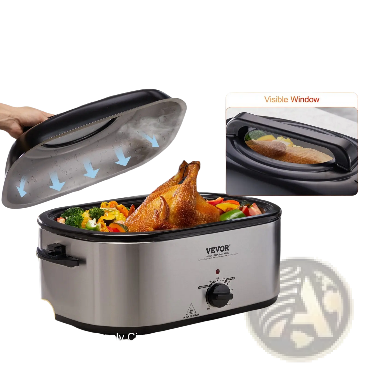 Electric Roaster Oven 24 Qt Turkey Roaster with Lid