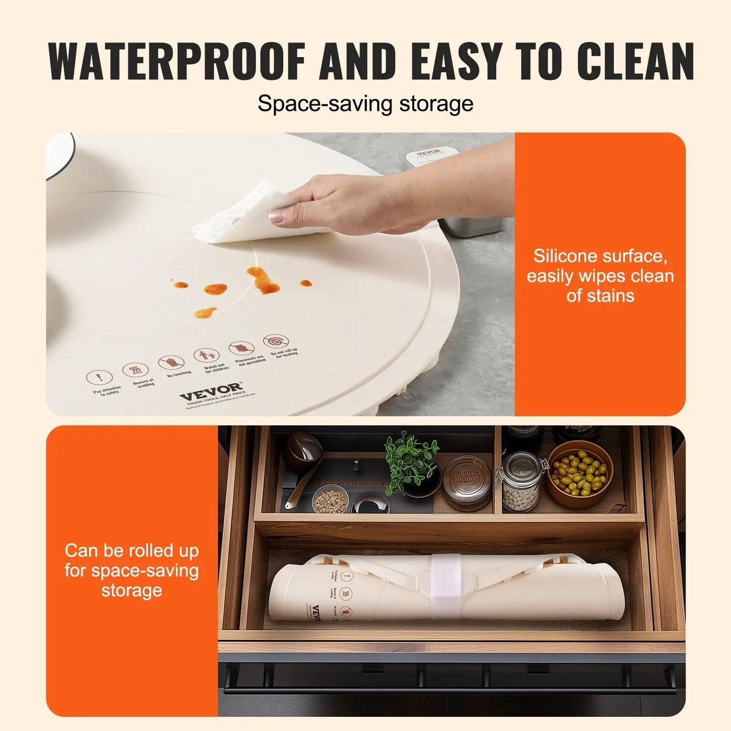 Electric Warming Tray Rollable Food Mat with Timer