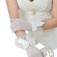Elegant Black Lace and Satin Bow Evening Gloves