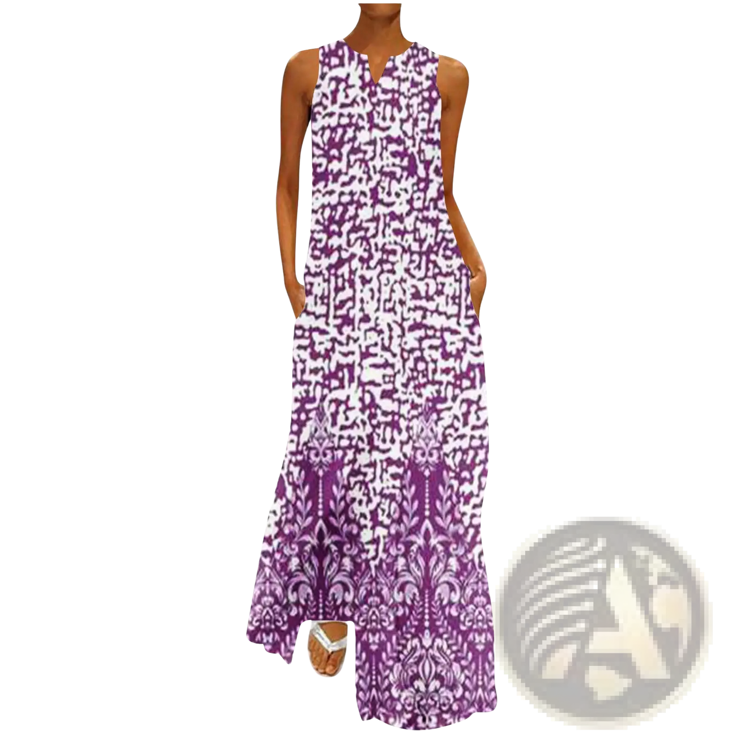 Elegant Floral Lace Appliqué Sleeveless Maxi Dress