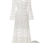 Elegant Floral Lace Bell Sleeve Midi Dress
