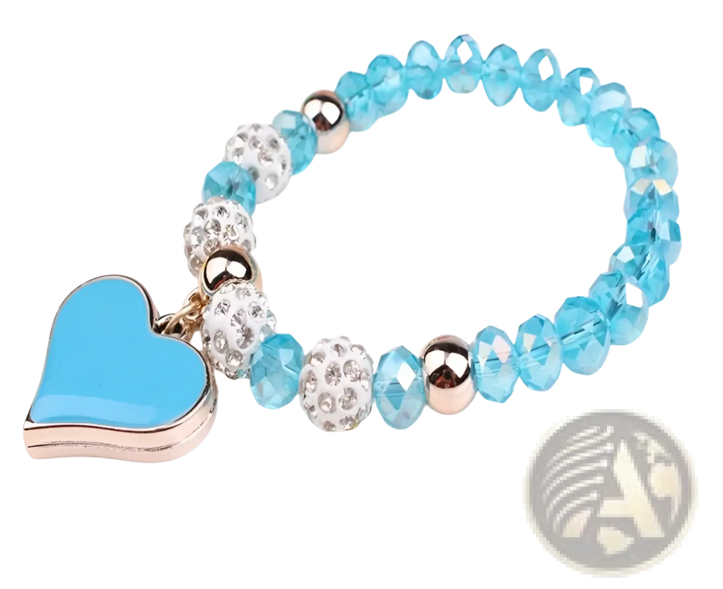 Elegant Heart Charm Beaded Elastic Bracelet Set