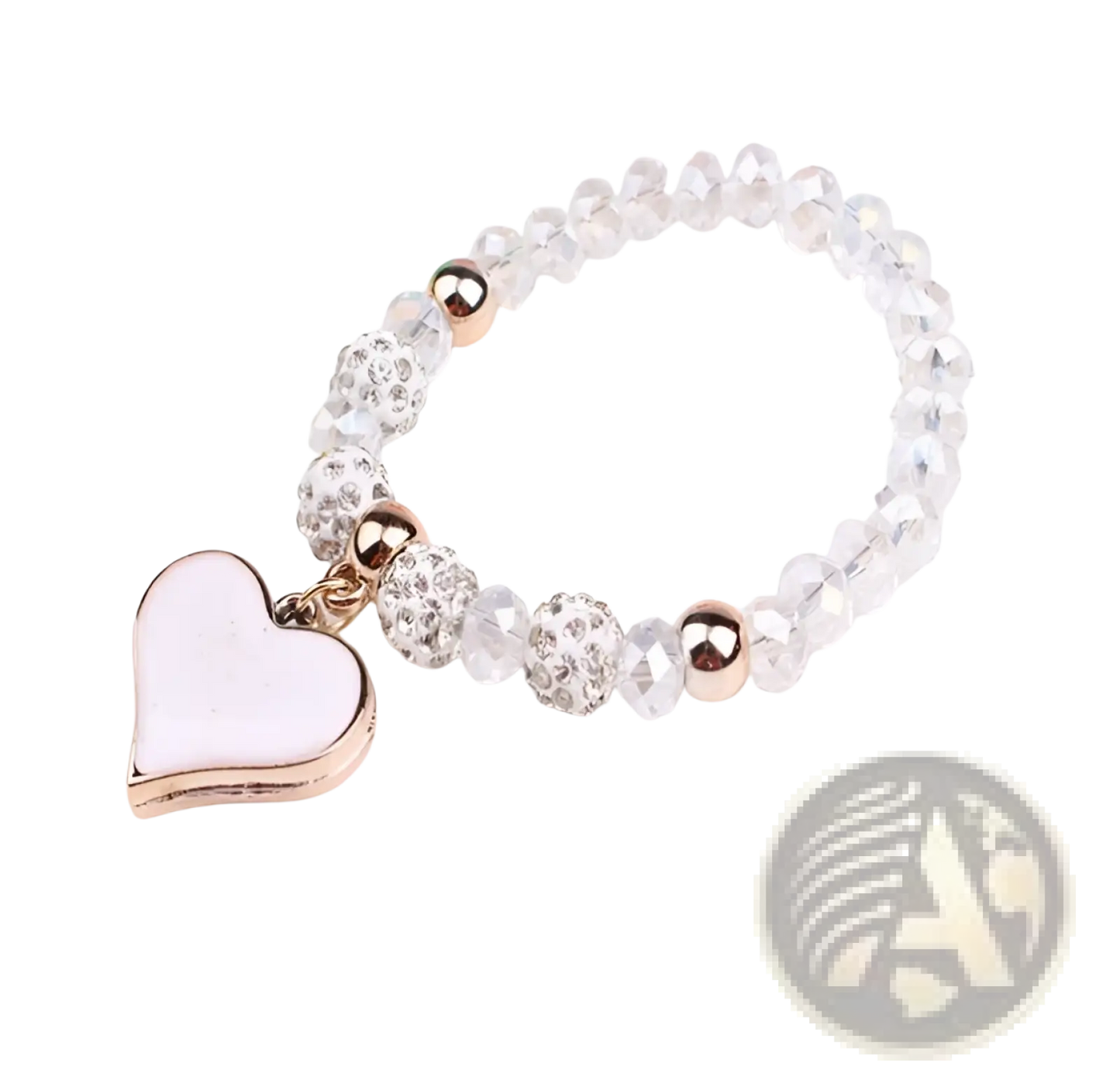 Elegant Heart Charm Beaded Elastic Bracelet Set