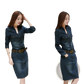 Elegant High Waist Button Down Denim Midi Dress