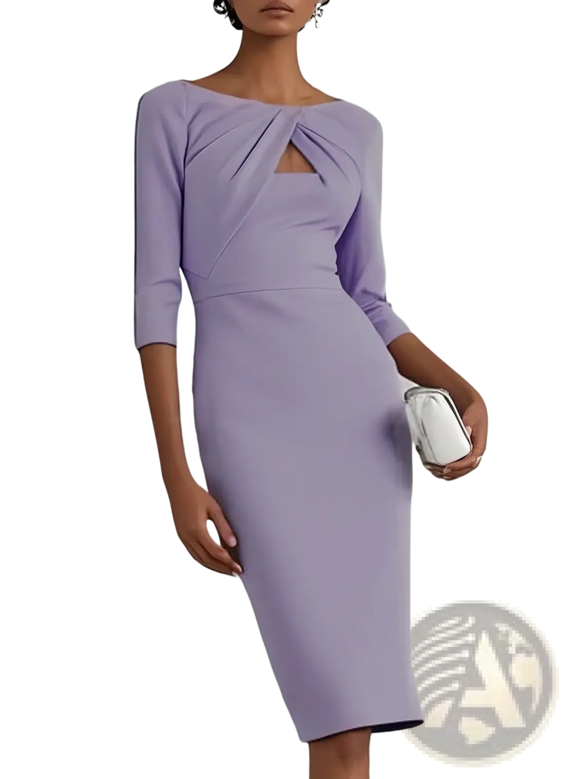 Elegant Knotted Neckline Slimming Midi Dress
