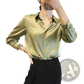 Elegant Long Sleeve Satin Button Down Silk Blouse