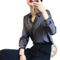 Elegant Long Sleeve Satin Button Down Silk Blouse