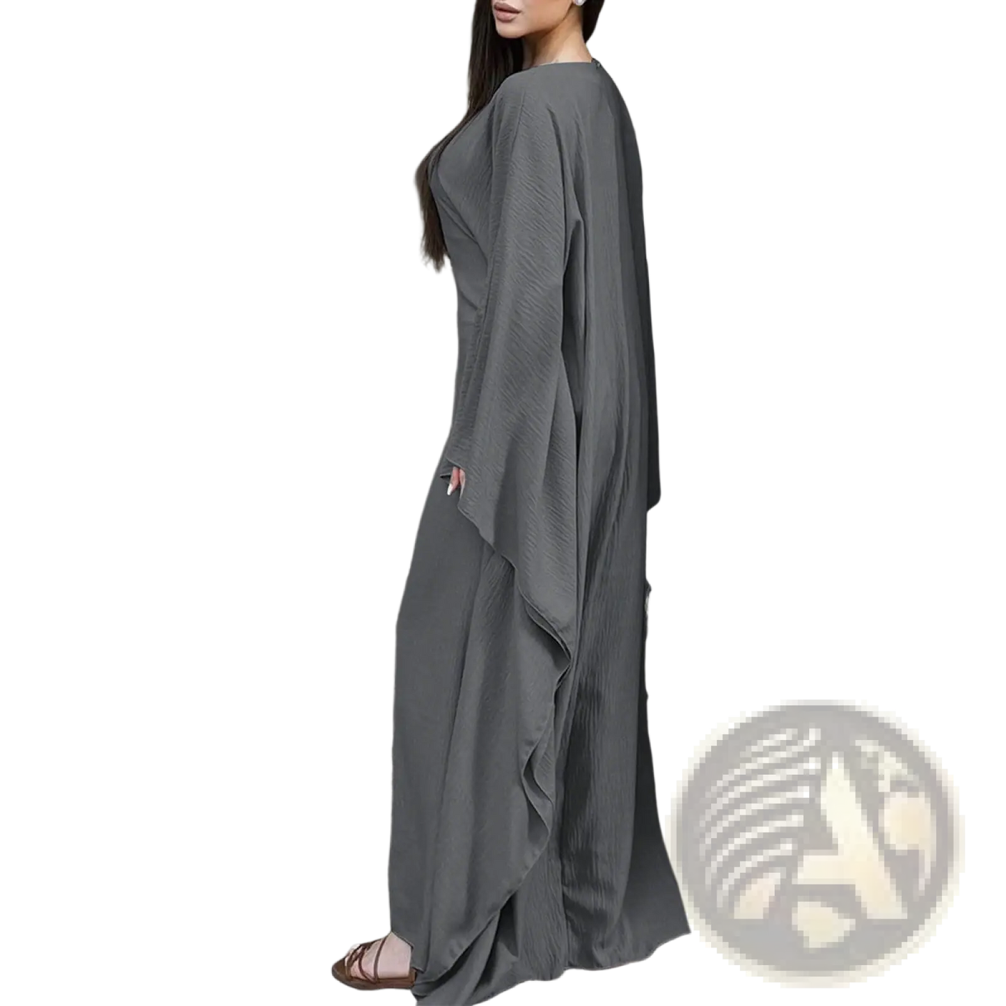 Elegant Long Sleeve Satin Maxi Dress with Ruffled Hem