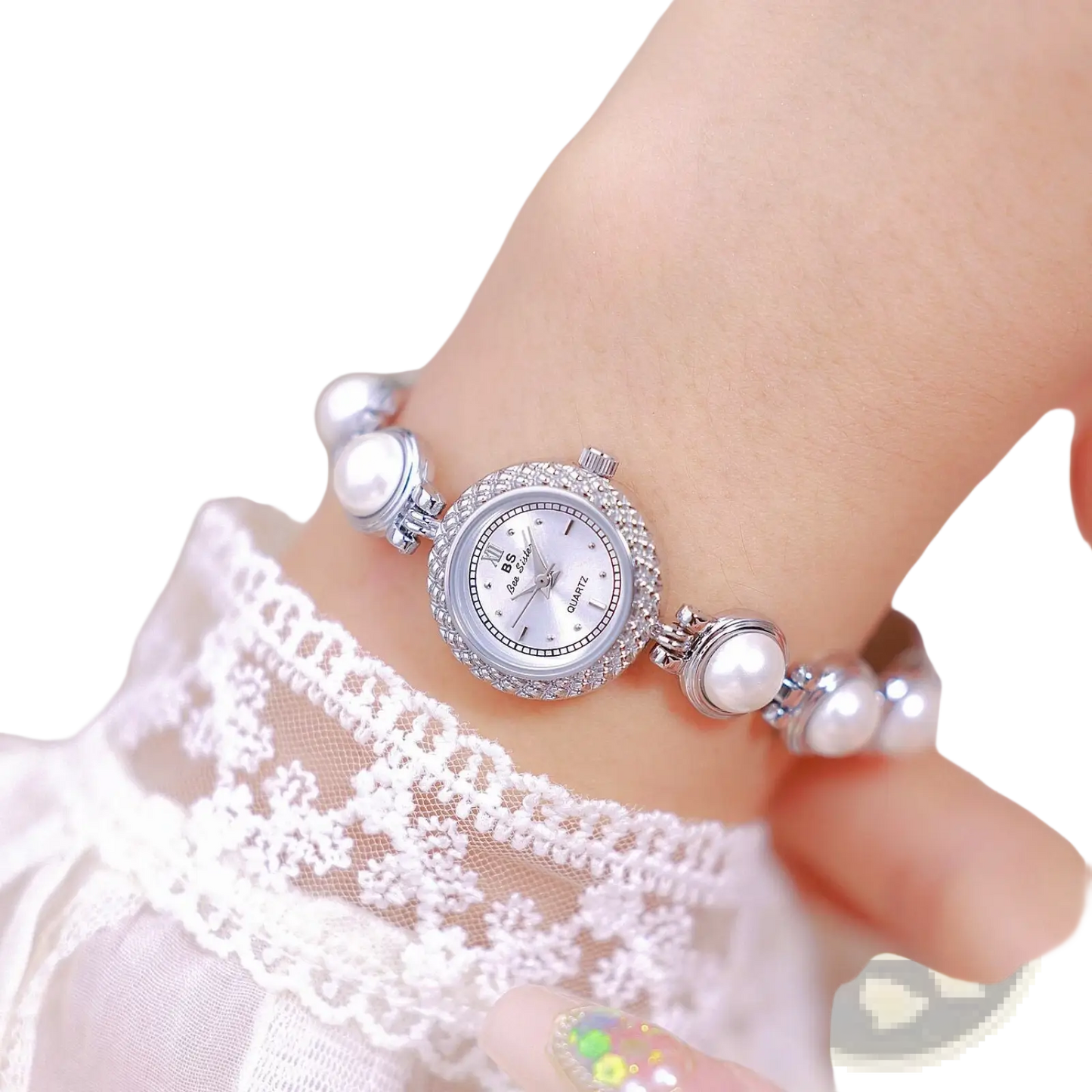 Elegant Pearl Bracelet Quartz Watch for Women