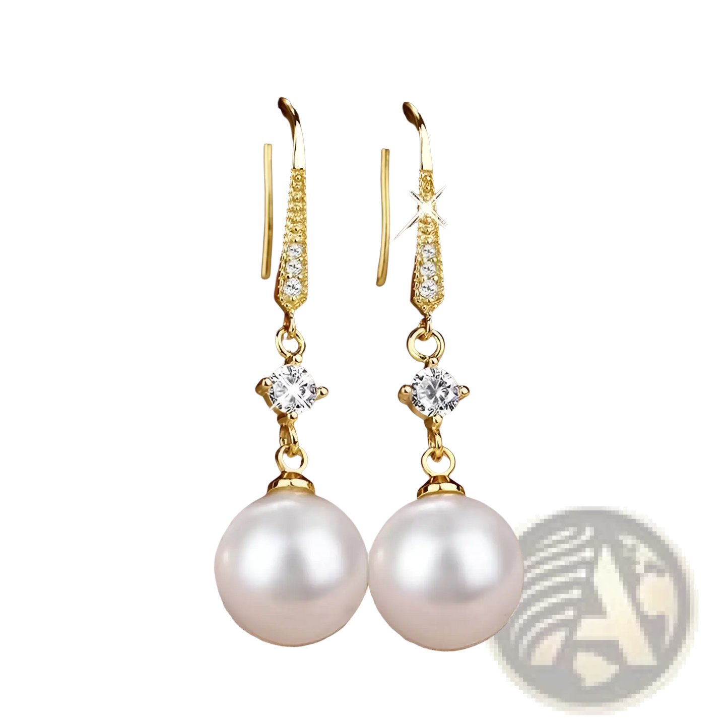 Elegant Pearl and Pave Diamond Drop Earrings