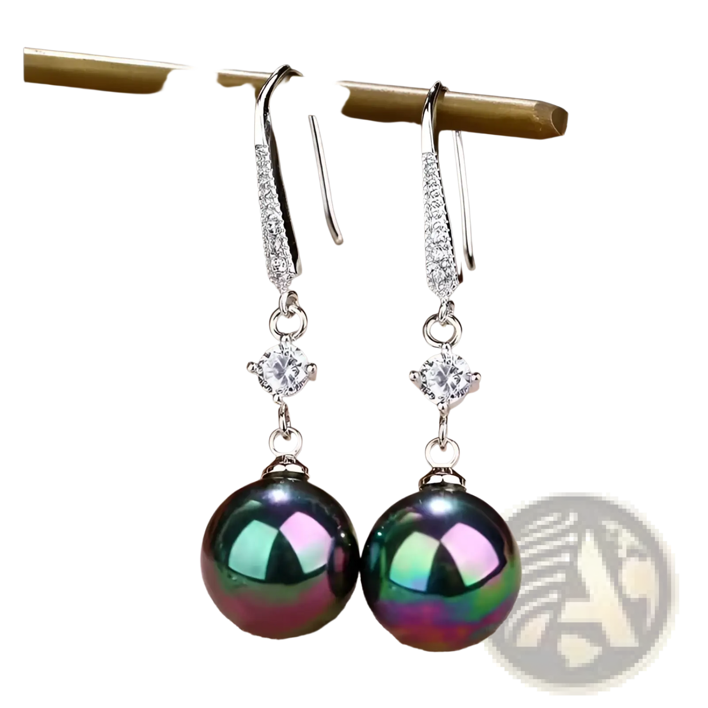 Elegant Pearl and Pave Diamond Drop Earrings