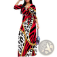 Elegant Printed Three Quarter Sleeve Maxi Dress