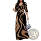 Elegant Printed Three Quarter Sleeve Maxi Dress