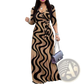 Elegant Printed Three Quarter Sleeve Maxi Dress