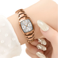 Elegant Rectangular Quartz Watch with Diamond Accents