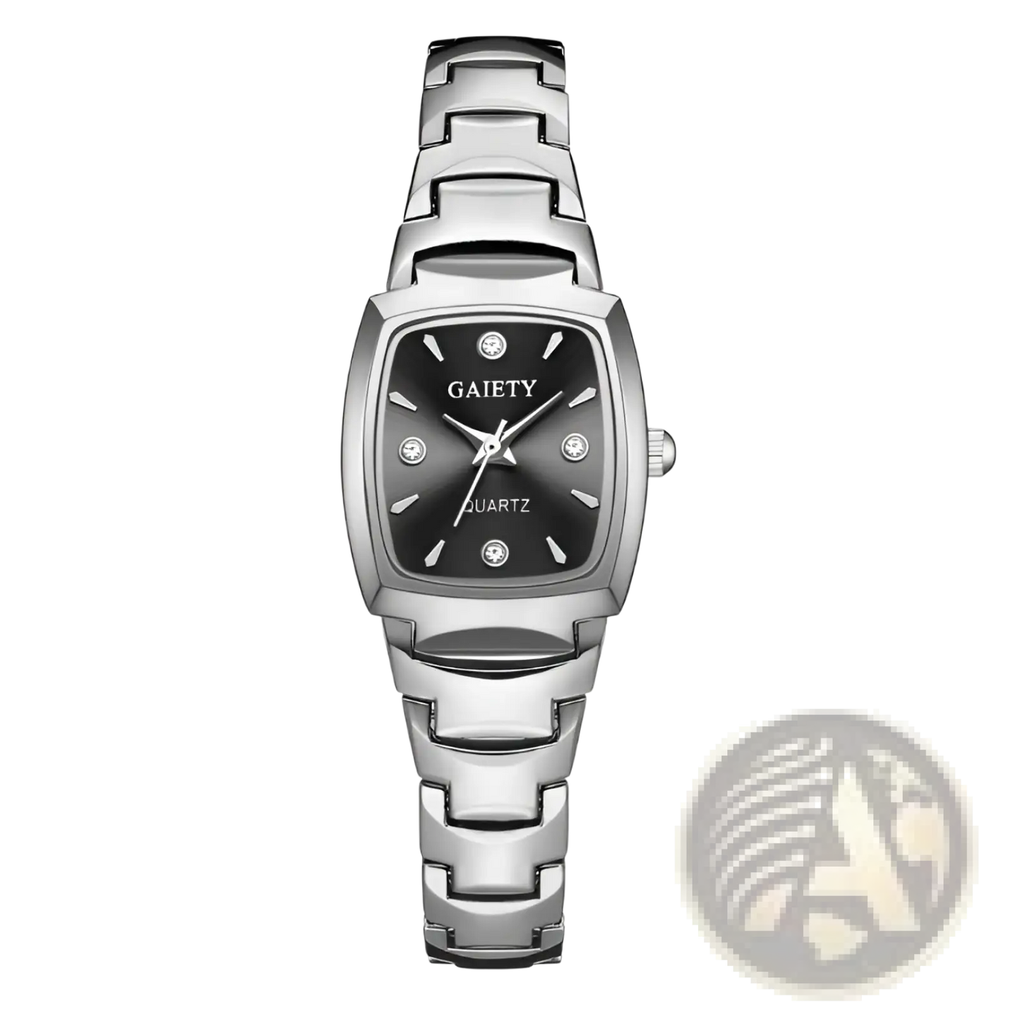 Elegant Rectangular Quartz Watch with Diamond Accents