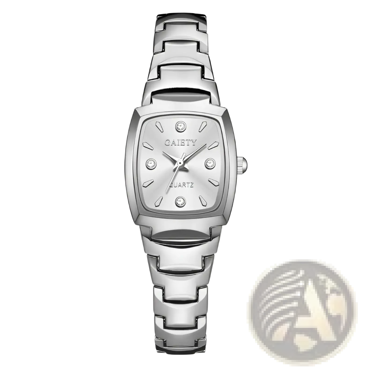 Elegant Rectangular Quartz Watch with Diamond Accents