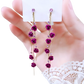 Elegant Rose Tassel Drop Earrings with Rhinestones and Pearls