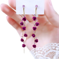 Elegant Rose Tassel Drop Earrings with Rhinestones and Pearls