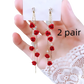Elegant Rose Tassel Drop Earrings with Rhinestones and Pearls