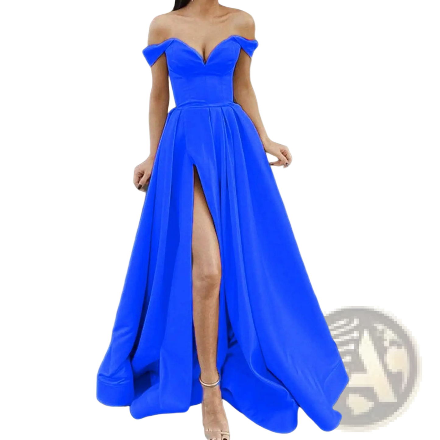 Elegant off Shoulder v Neck High Slit Maxi Dress