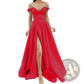 Elegant off Shoulder v Neck High Slit Maxi Dress
