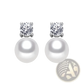 Elegant White Pearl and Cubic Zirconia Silver Stud Earrings