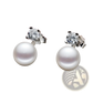 Elegant White Pearl and Cubic Zirconia Silver Stud Earrings