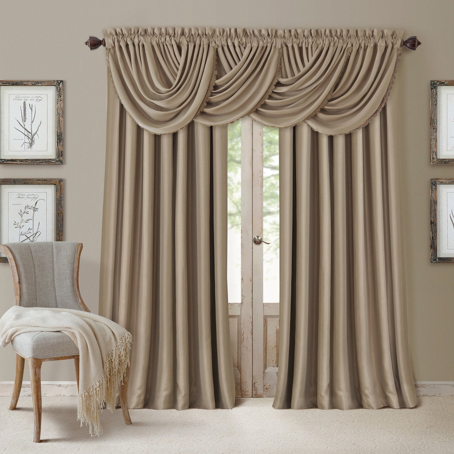 Cortina de cachoeira Elrene All Seasons em poliéster mesclado - cinza-claro, 132 cm x 240 cm
