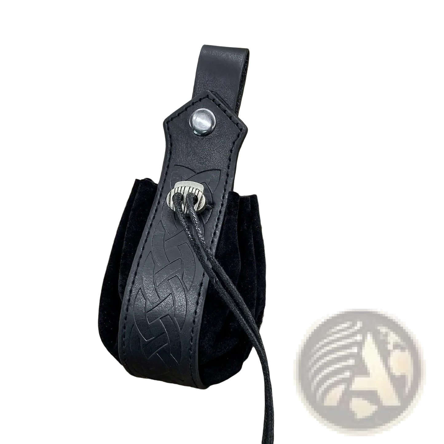 Embossed Celtic Knot Viking Leather Sling Bag with Skull Clasp