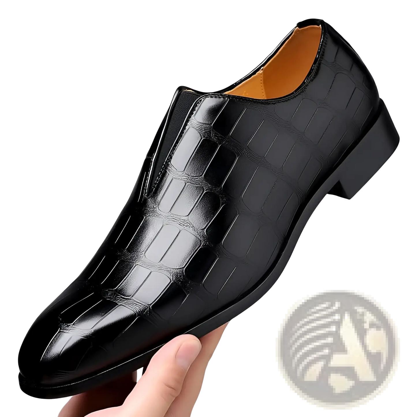 Embossed Stone Pattern Slip on Leather Loafers