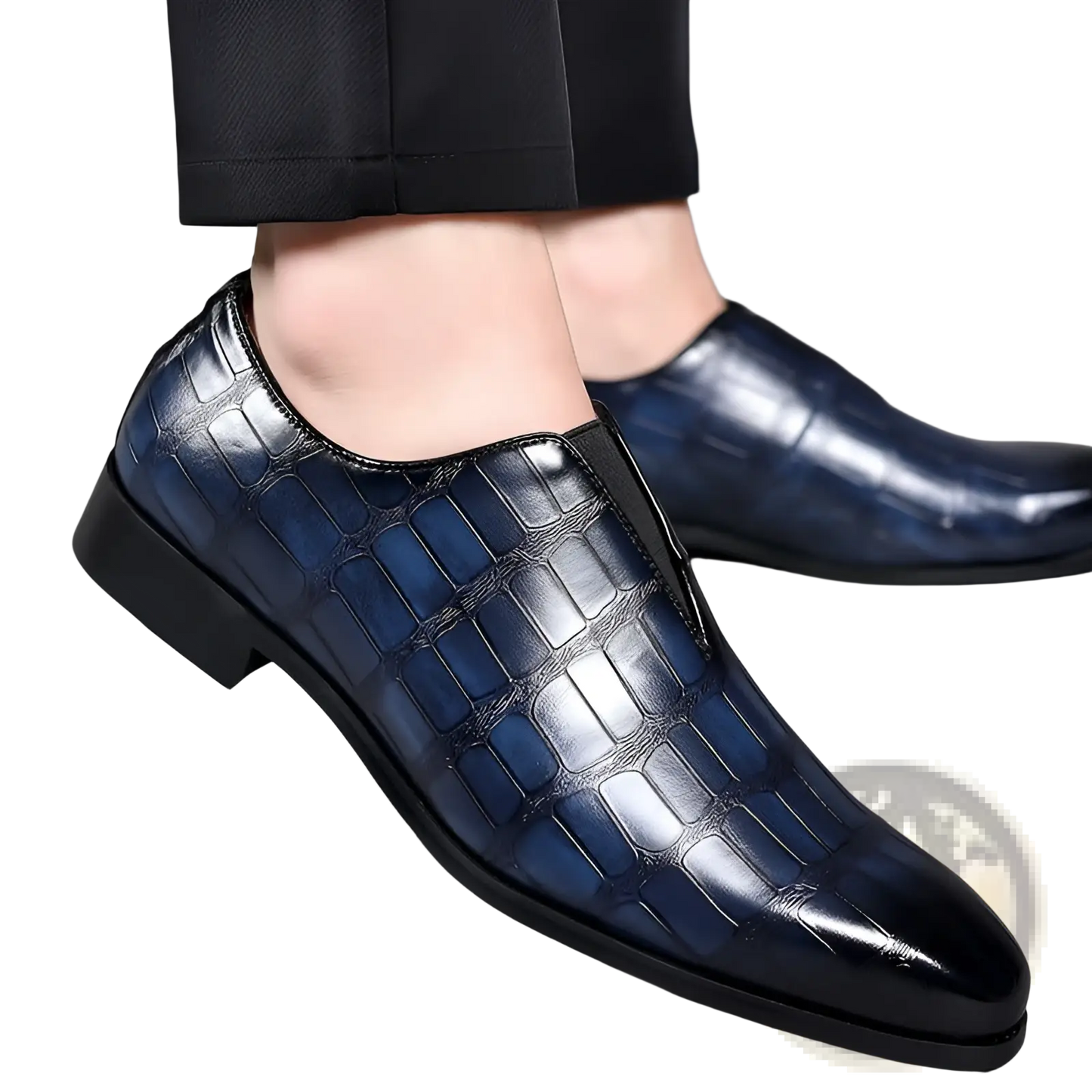 Embossed Stone Pattern Slip on Leather Loafers