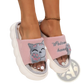 Embroidered Cat Cartoon Unisex Anti Slip Slide Slippers