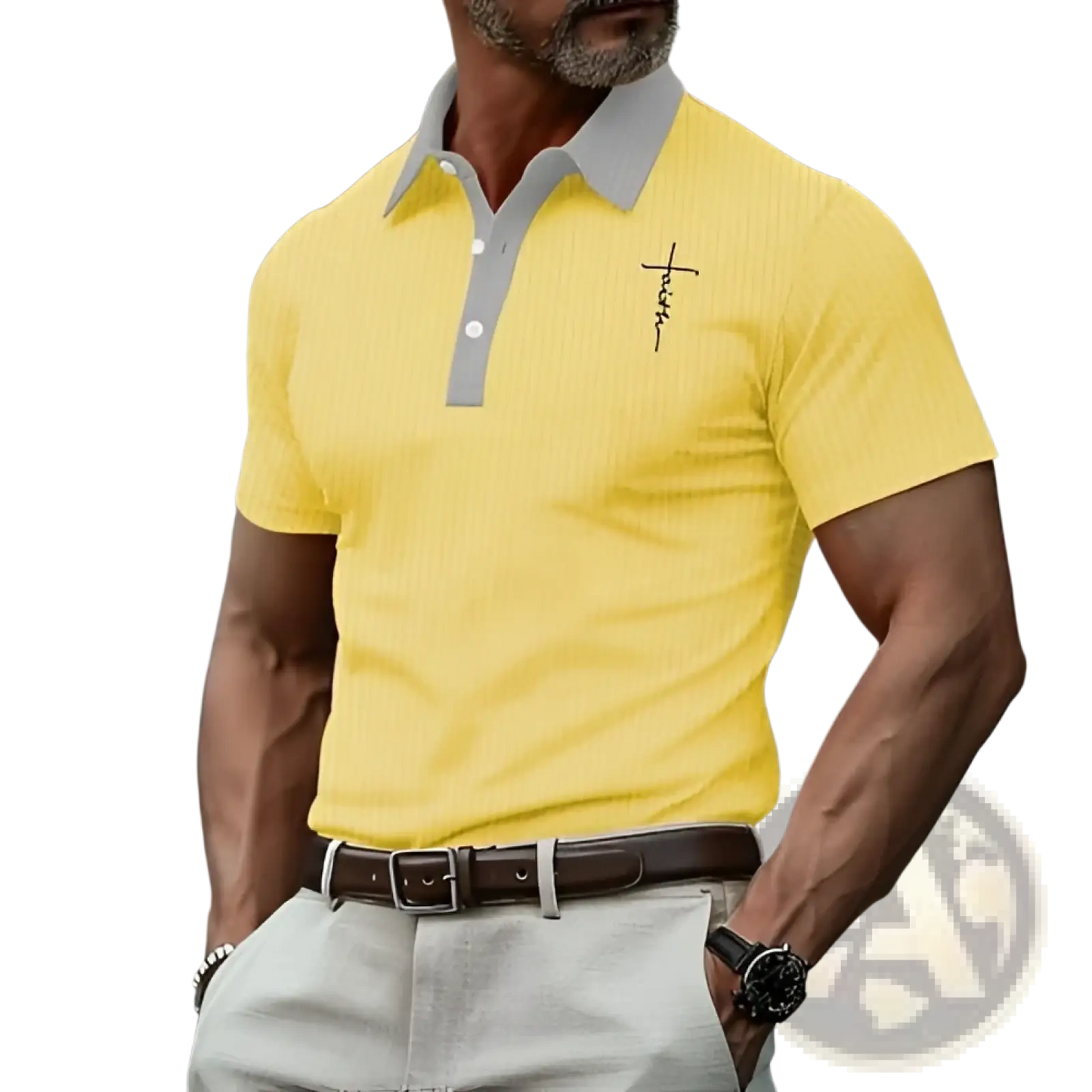 Embroidered Cross Contrast Trim Polo Shirt
