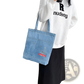 Embroidered Denim Tote Bag with Slogan and Soft Handle