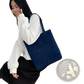 Embroidered Denim Tote Bag with Slogan and Soft Handle