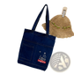 Embroidered Denim Tote Bag with Slogan and Soft Handle