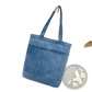 Embroidered Denim Tote Bag with Slogan and Soft Handle