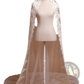 Embroidered Floral Lace Cathedral Wedding Veil with Comb