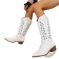 Embroidered Western Cowboy Boots Pointed Toe Chunky Heel