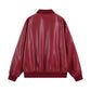 Men's Embroidered Stand Collar Pu Leather Statement Jacket