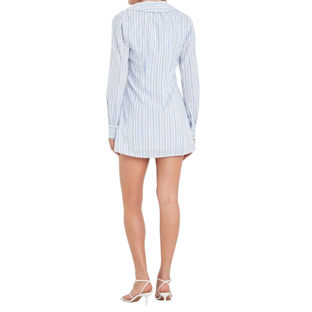 Vestido Mini Camisa English Factory Azul/Branco