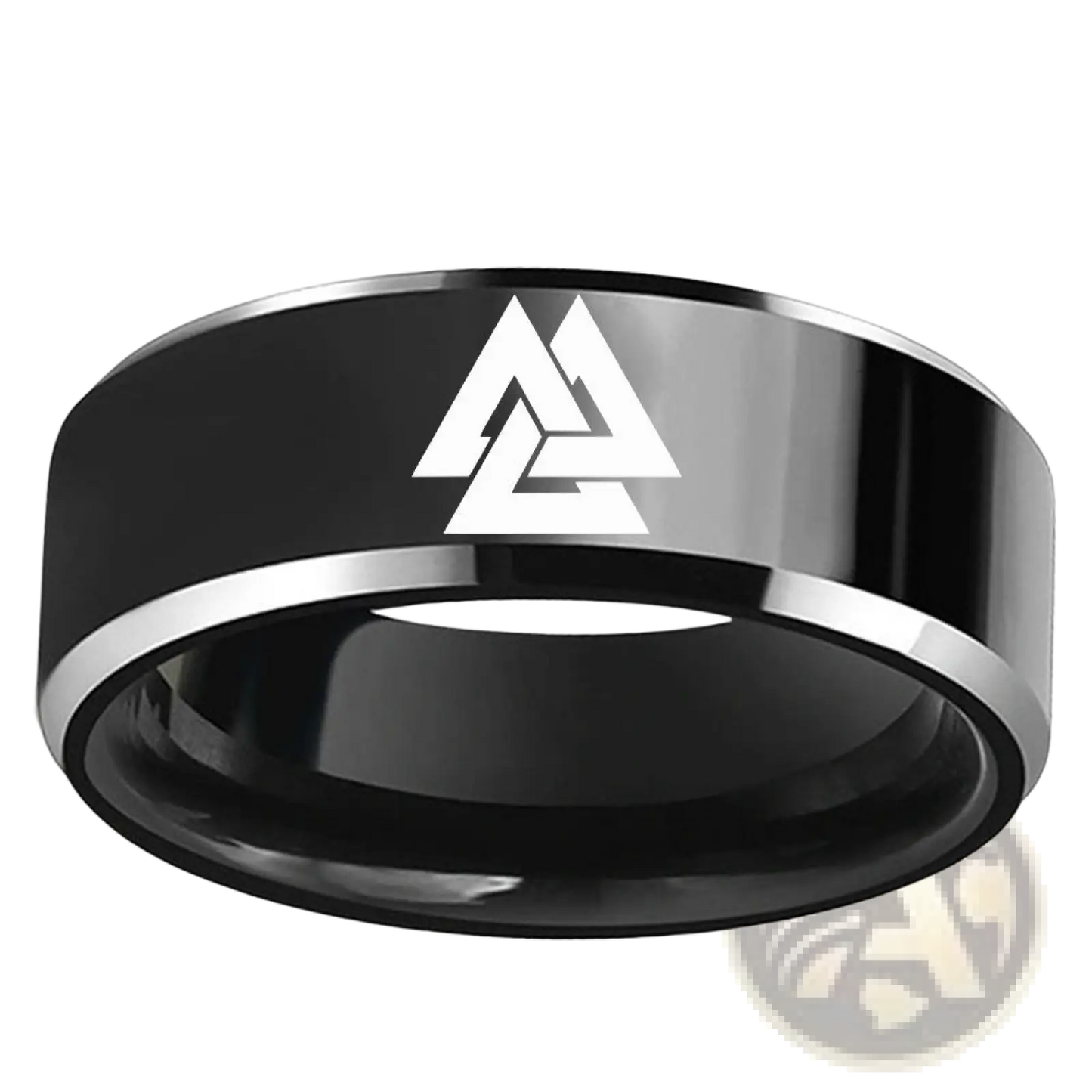 Engraved Valknut Viking Symbol Stainless Steel Band Ring