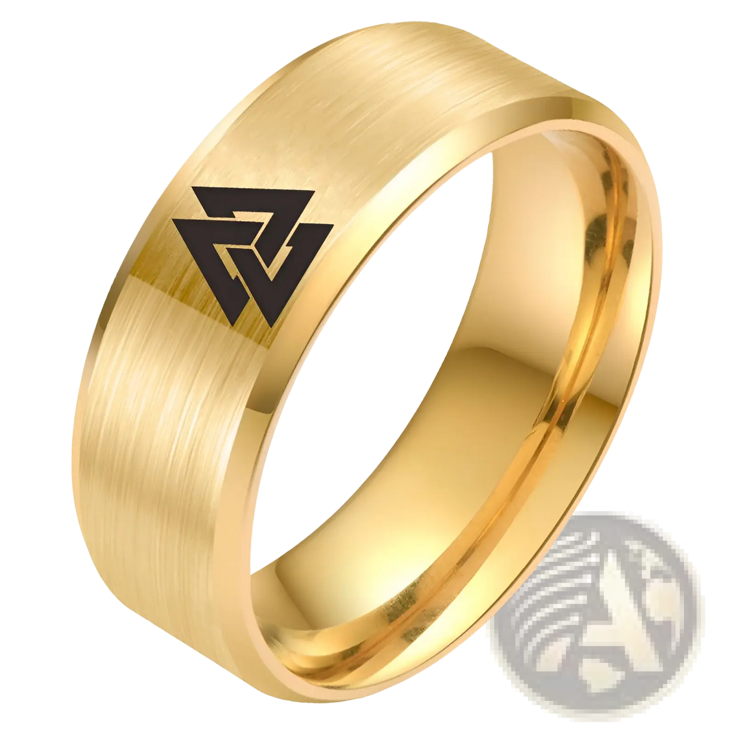 Engraved Valknut Viking Symbol Stainless Steel Band Ring