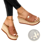 Espadrille Wedge Sandals with Denim and Metal Accents