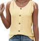 Eyelet Button Front Tank Top with Tie Straps