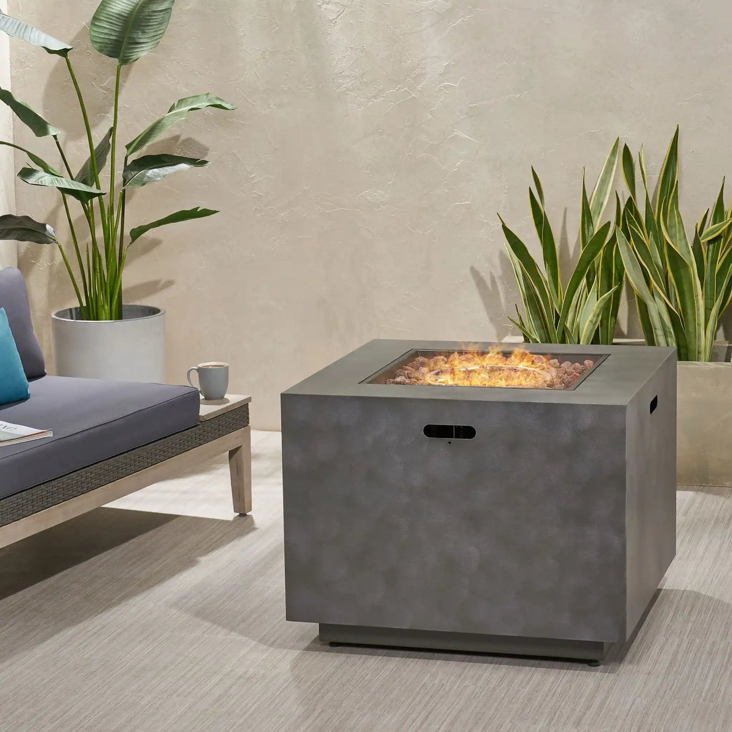 Outdoor Patio Gas Burning Fire Pit Table 50,000 BTU, Square