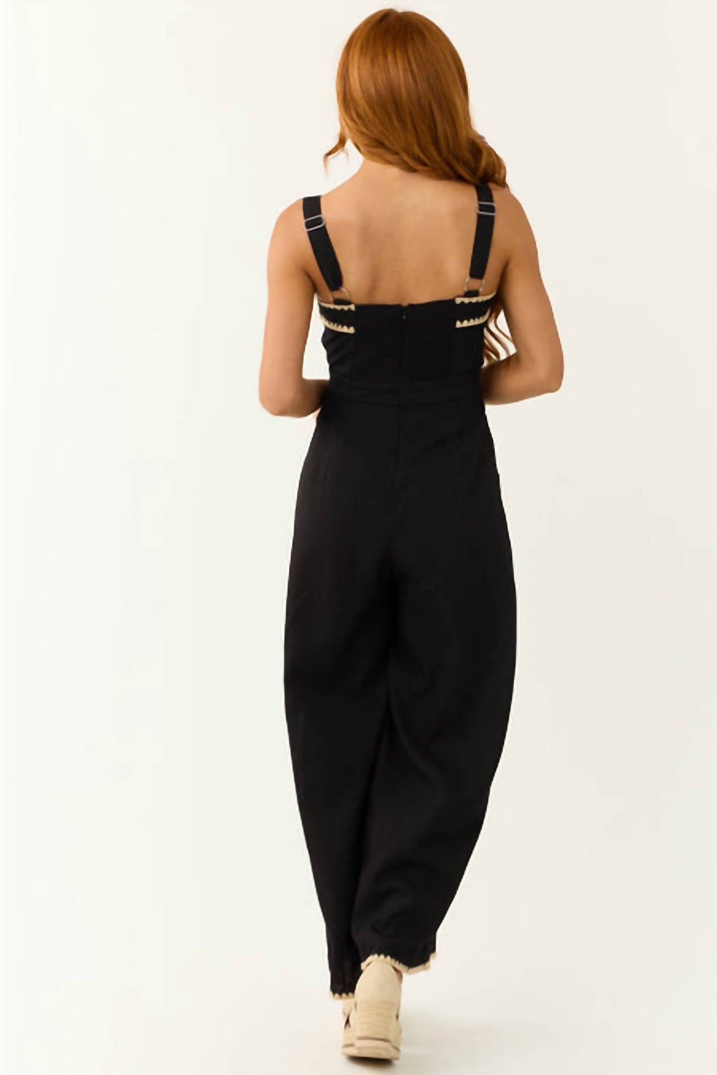 Entro - Contrast Square Neck Sleeveless Jumpsuit