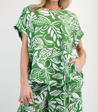 Easel - Tropical Popcorn Knit Top - Plus